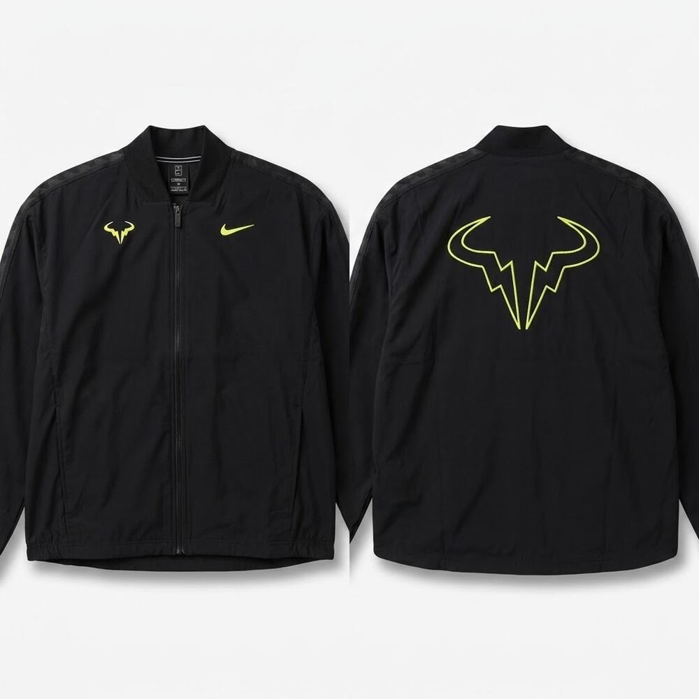 Nike Court Rafa Nadal Full Zip Tennis Warmup Performance Jacket Black Mens XL